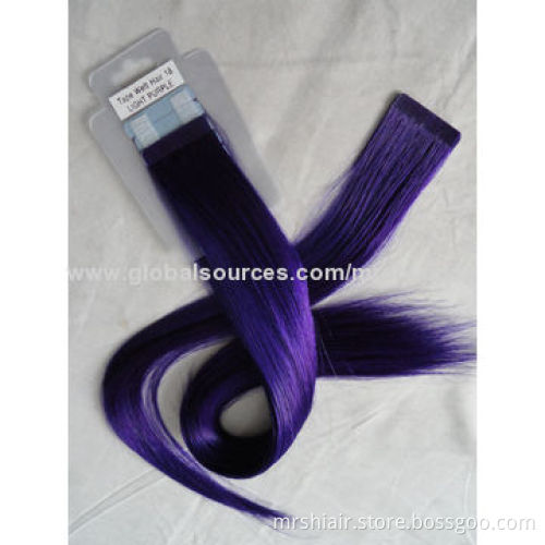22-inch purple color human straight tape in hair extensions